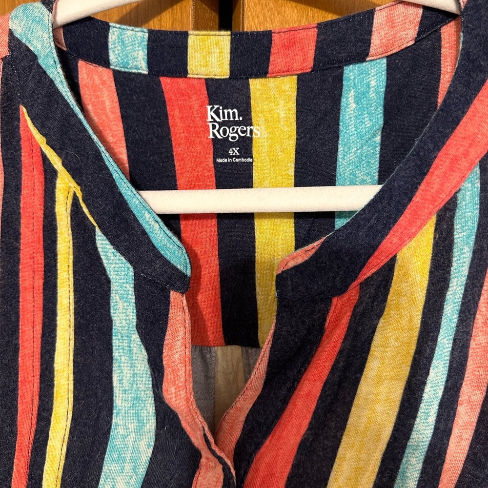 Striped, Long Sleeve Pullover Shirt - Size 4X